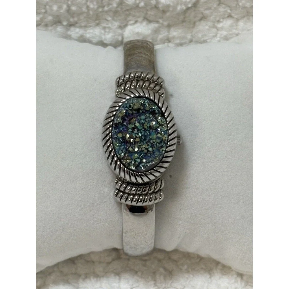 Gem Essence Women’s Wrist Watch Cover Flip Over Face Druzy Sparkle Bejeweled